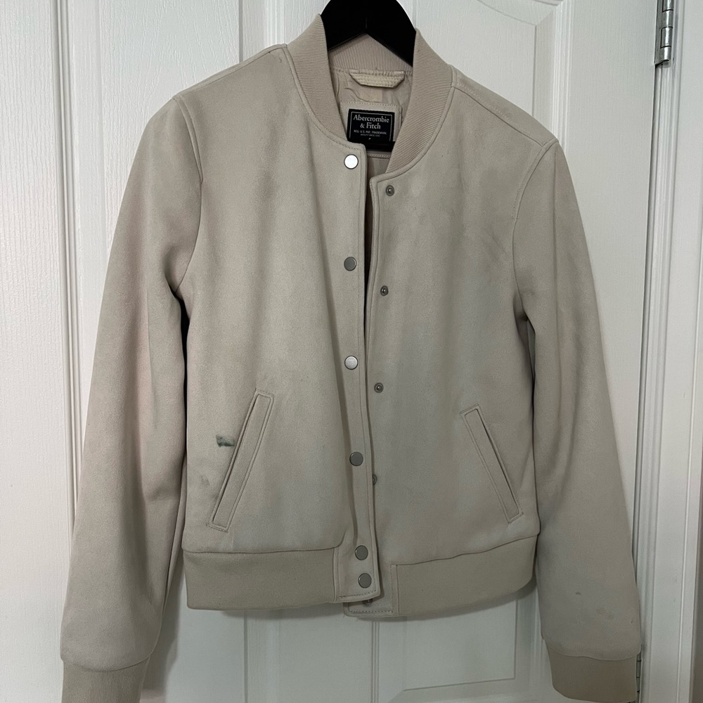 Light Suede Bomber Jacket